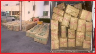 إحباط محاولة لتهريب المخدرات وحجز أربعة أطنان و725 كيلوغراما من مخدر الشيرا.